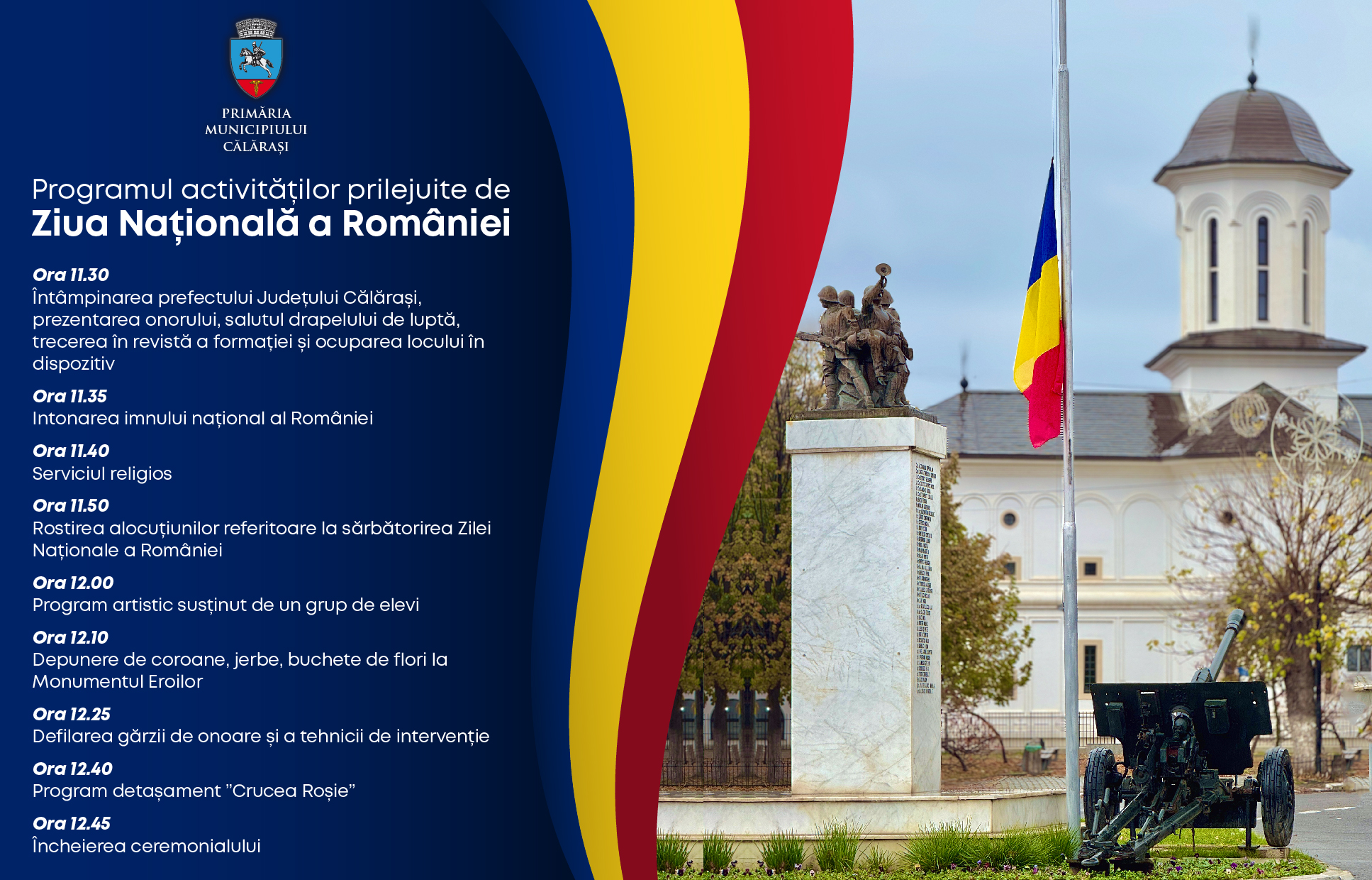 PROGRAMUL MANIFESTĂRILOR DEDICATE ZILEI NAȚIONALE A ROMÂNIEI LA CĂLĂRAȘI